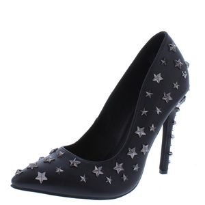 Black Vegan Leather Pointed Toe High Heel Stiletto Pump